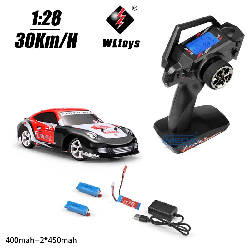 Wltoys 284010 30Km/H Mosquito RC Car 2.4GHz Off-Road RTR Rally Drift Car 4WD 1/28 V2/LCD/V8 Remote Control High Speed Racing