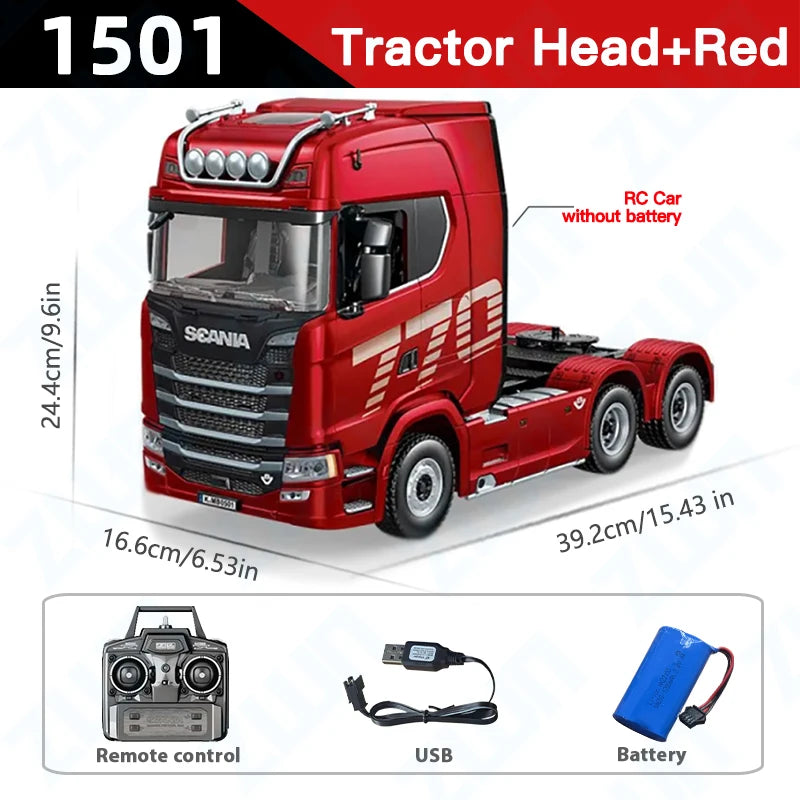 HUINA 1501 2.4G RC Truck With Light 1:18 4WD Full Scale 19CH Remote Control Car Alloy Heavy Truck Trailer Model Toy For Kid Gift