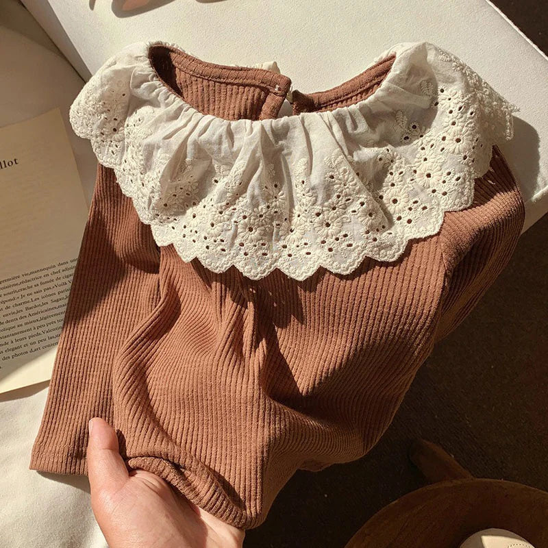 Korean Kids Ruffled Edge Knitwear Tops