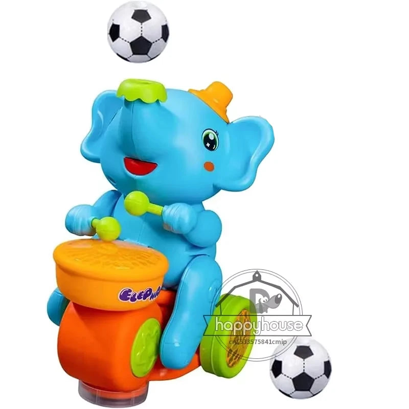 Musical Walking Elephant Drummer Toys for Kid  with LED Light Music Sensory