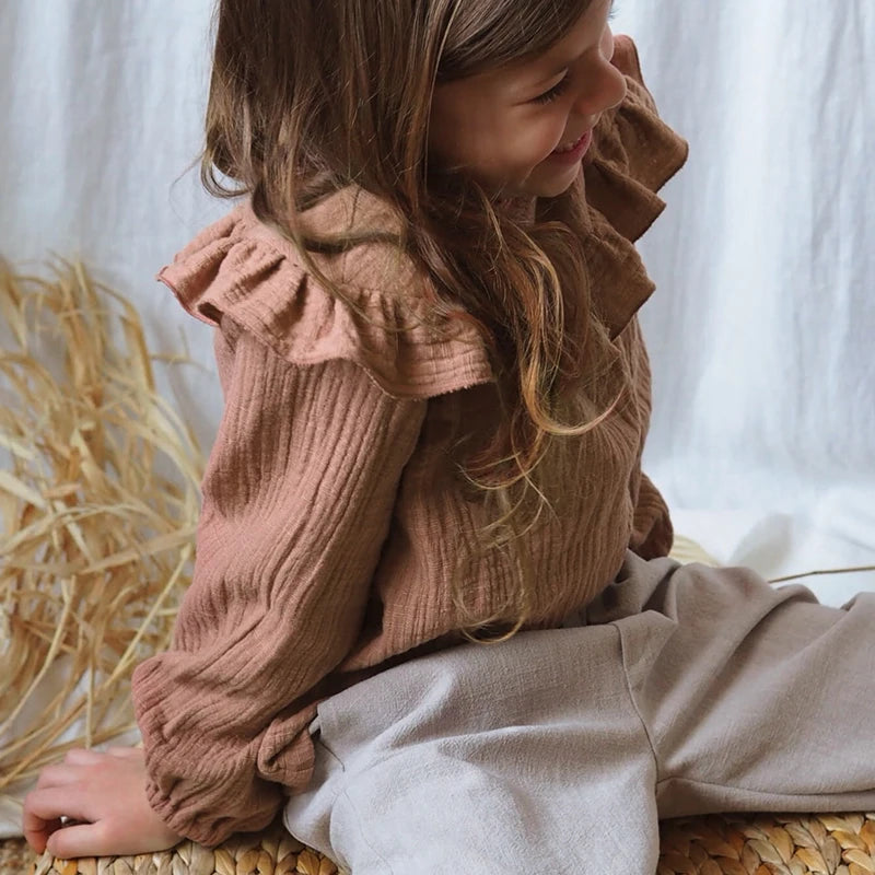 Olivia New Children Vintage Round Neck Ruffle Double Gauze - GuGuTon baby store - Baby Fashion - Toddlers Outfits - Babies Outfits - Toddler Clothes - Kids Clothing - Newborn Clothes - Newborn Wear - Kids Wear - Trending Clothes - Trending Outfits - Fall Fashion - Winter Fashion - Girls Clothes - Boys Clothes - Babies Wear - Kids Accessories - KidsWear - Summer Clothes - Summer Fashion - Summer Trend - Falls Sweaters - Tops - Bottom - Jeans - Blouse - Dresses - Newborn Dresses - Toys