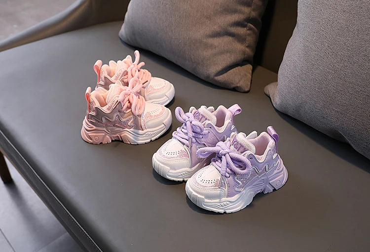 Children's Shoes 2026 New Toddler Girls Sport Shoes Soft Sole Breathable Outdoor Tennis Fashion Kids Sneakers EU21-30