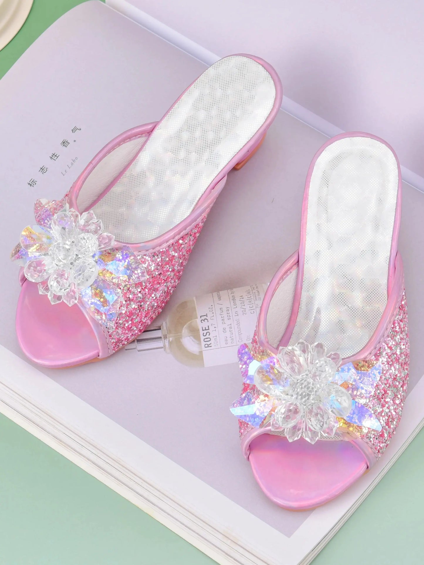 Brielle Girls Crystal Slippers High Heels - Perfect for All Seasons