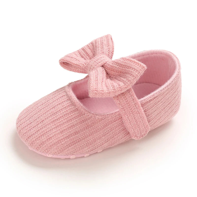 Cute Baby Girl Shoes Knitted Cotton Flat Shoes Arched Soft Sole 0-18M Newborn Princess Shoes