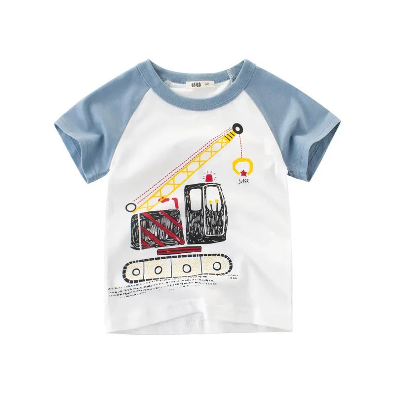 Kaze Cartoon Print Infant Boy Excavator Tees - GuGuTon baby store - Baby Fashion - Toddlers Outfits - Babies Outfits - Toddler Clothes - Kids Clothing - Newborn Clothes - Newborn Wear - Kids Wear - Trending Clothes - Trending Outfits - Fall Fashion - Winter Fashion - Girls Clothes - Boys Clothes - Babies Wear - Kids Accessories - KidsWear - Summer Clothes - Summer Fashion - Summer Trend - Falls Sweaters - Tops - Bottom - Jeans - Blouse - Dresses - Newborn Dresses - Toys