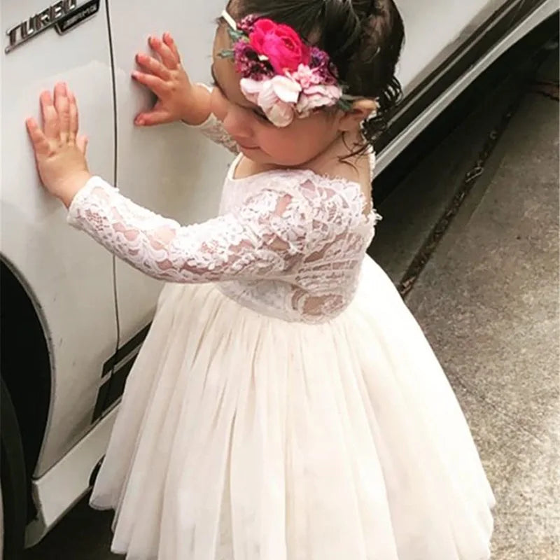 Flower Girl Dresses for Weddings Elegant Lace Long Sleeve Bridesmaid Dresses