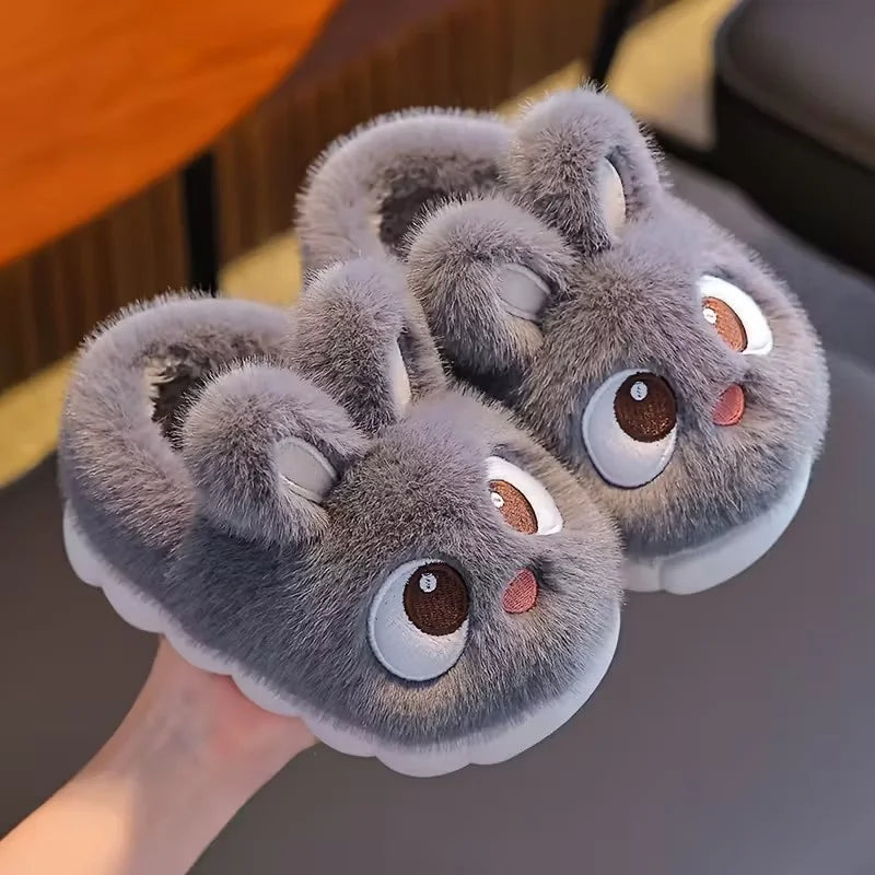 Kids Non-Slip Cotton Slippers with Cute Rabbit Design