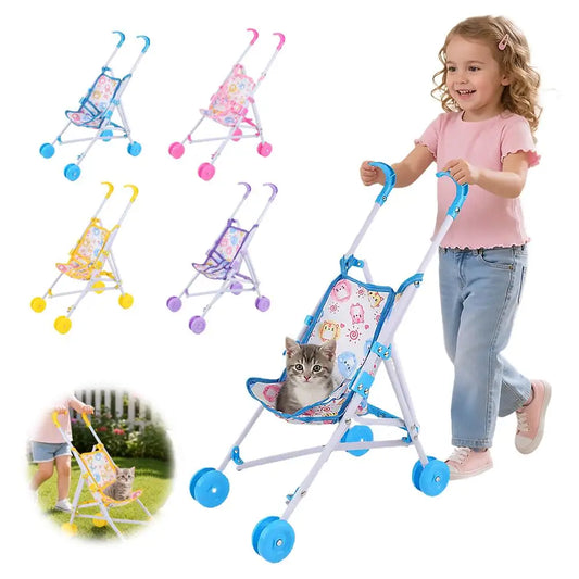 Trendy Interactive Dolls Pram Play Toys Plastic Doll Handcart Stable Baby Stroller for Boys Girls Babies