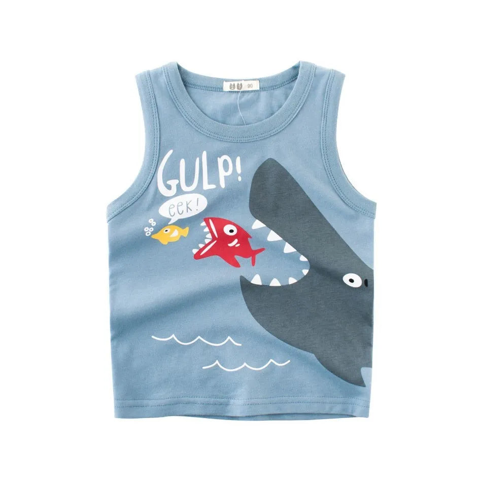 Ismael Crocodile Shark Sleeveless Tees - GuGuTon baby store - Baby Fashion - Toddlers Outfits - Babies Outfits - Toddler Clothes - Kids Clothing - Newborn Clothes - Newborn Wear - Kids Wear - Trending Clothes - Trending Outfits - Fall Fashion - Winter Fashion - Girls Clothes - Boys Clothes - Babies Wear - Kids Accessories - KidsWear - Summer Clothes - Summer Fashion - Summer Trend - Falls Sweaters - Tops - Bottom - Jeans - Blouse - Dresses - Newborn Dresses - Toys