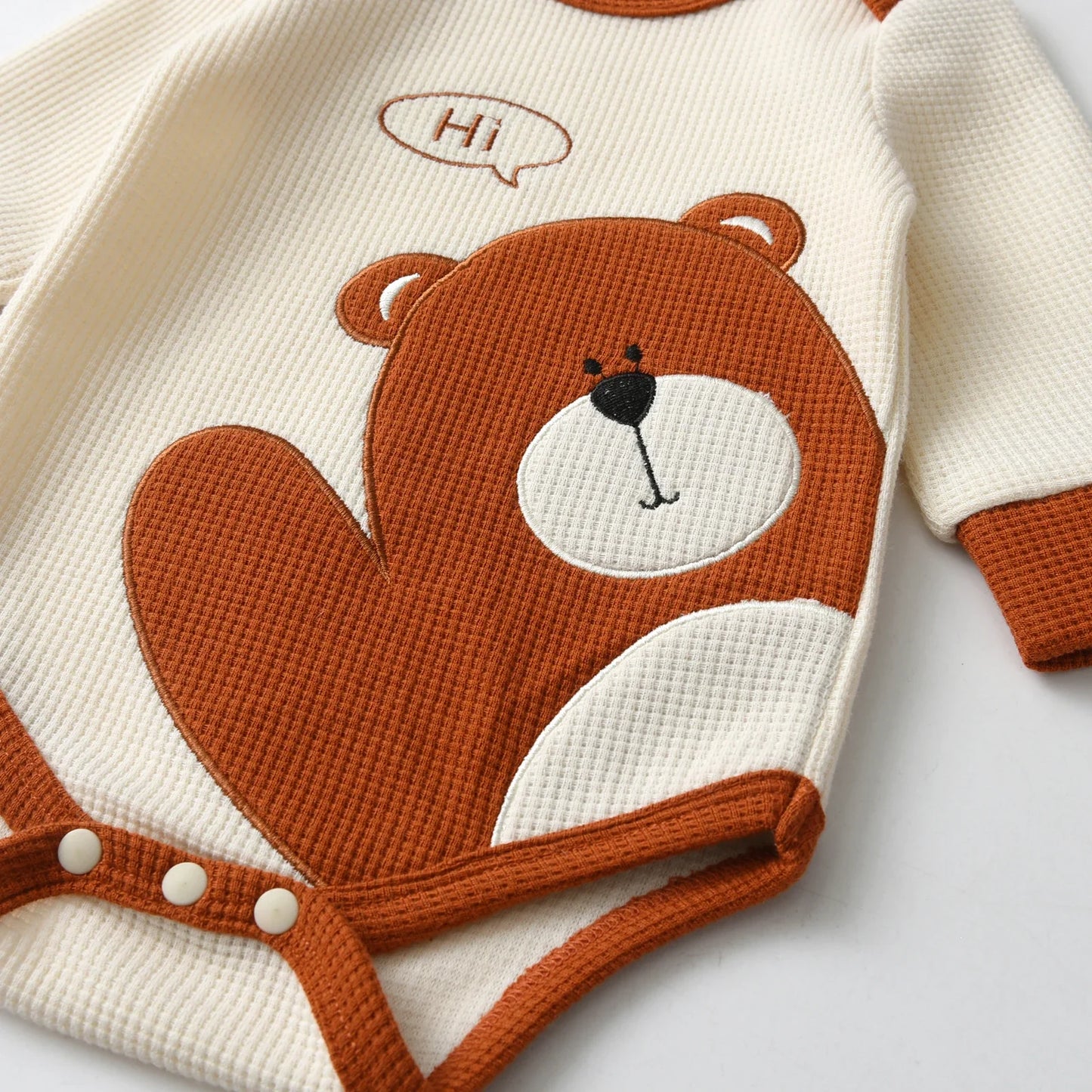 Newborn Boy Autumn Romper with Bear Print