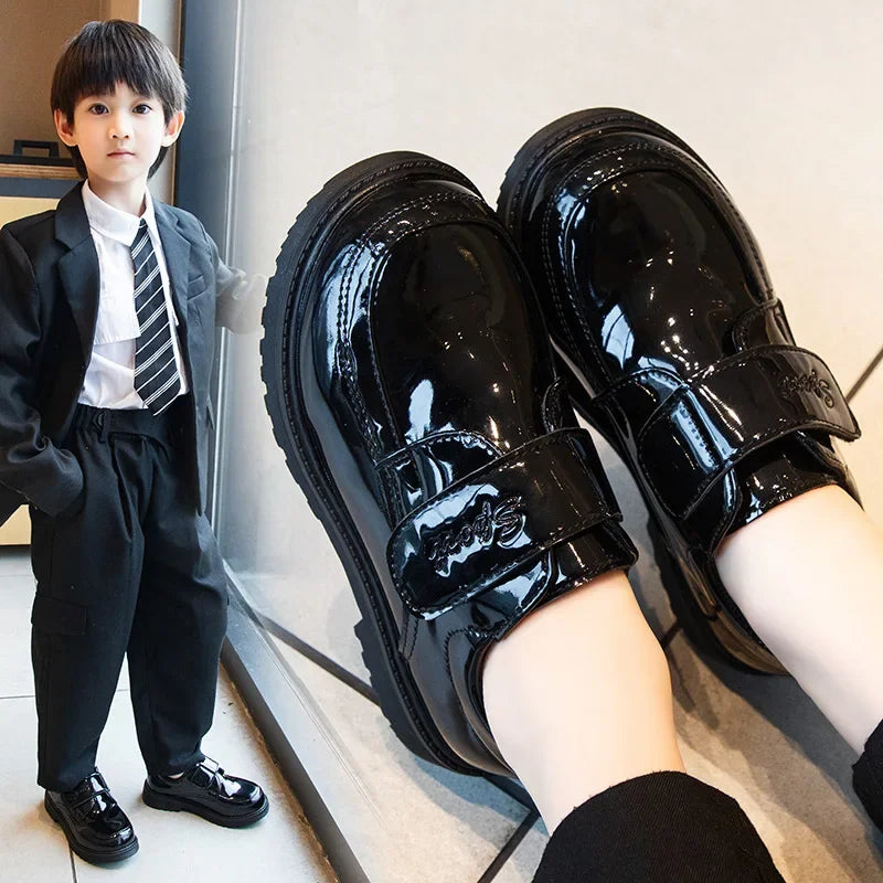Boys Leather Shoes Spring Autumn Fashion Kids Soft Sole Shoes School Student Performance Flats