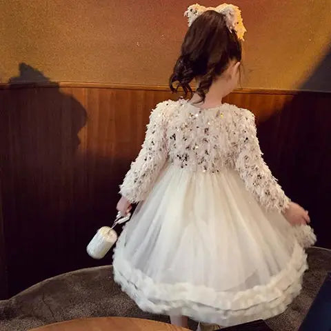 Girls Dress Autumn and Winter New 2023 Cashmere Foreign Style Princess Dress