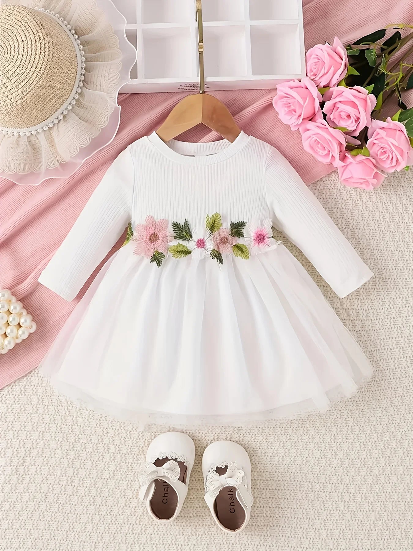 Nola Baby Girl Floral Mesh Dress for Outdoor Parties