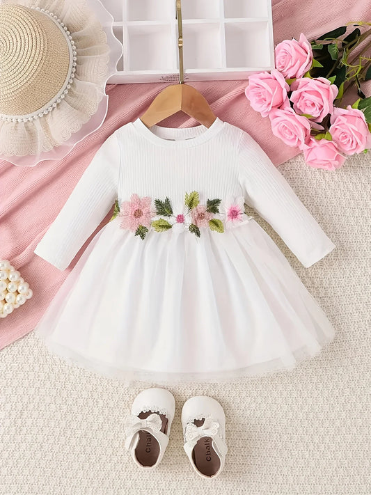 Nola Baby Girl Floral Mesh Dress for Outdoor Parties