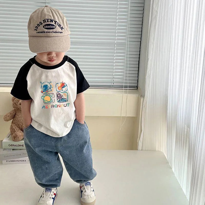 Raymond O-Neck Patchwork Tees - GuGuTon baby store - Baby Fashion - Toddlers Outfits - Babies Outfits - Toddler Clothes - Kids Clothing - Newborn Clothes - Newborn Wear - Kids Wear - Trending Clothes - Trending Outfits - Fall Fashion - Winter Fashion - Girls Clothes - Boys Clothes - Babies Wear - Kids Accessories - KidsWear - Summer Clothes - Summer Fashion - Summer Trend - Falls Sweaters - Tops - Bottom - Jeans - Blouse - Dresses - Newborn Dresses - Toys