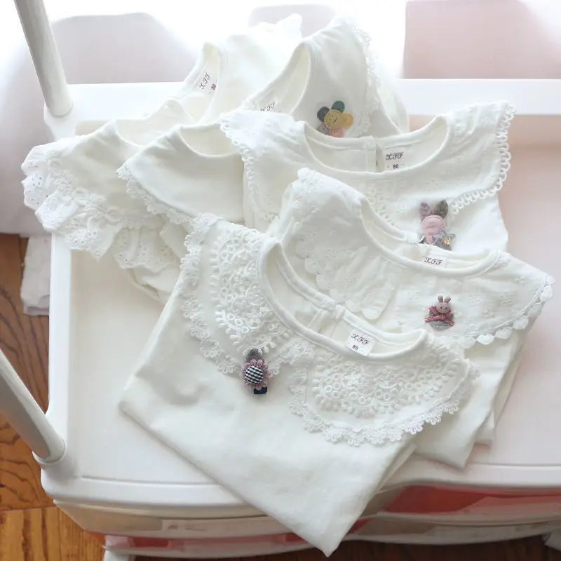 Lara White Tops Long Sleeve Lace Kids Shirt Baby Toddler