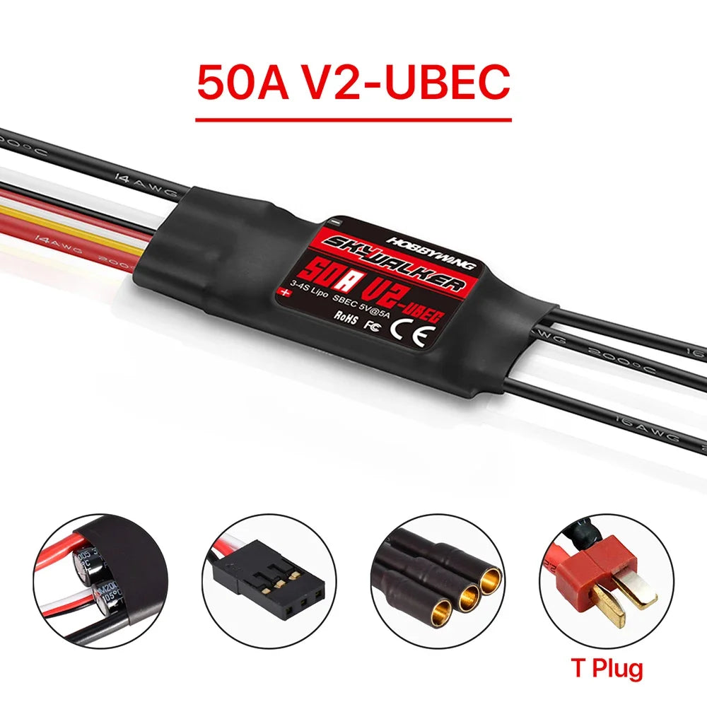 Hobbywing Skywalker V2 20A 30A 40A 50A 60A 80A 100A Brushless ESC BEC Speed Controller With Reverse Break For RC Fixed Wing