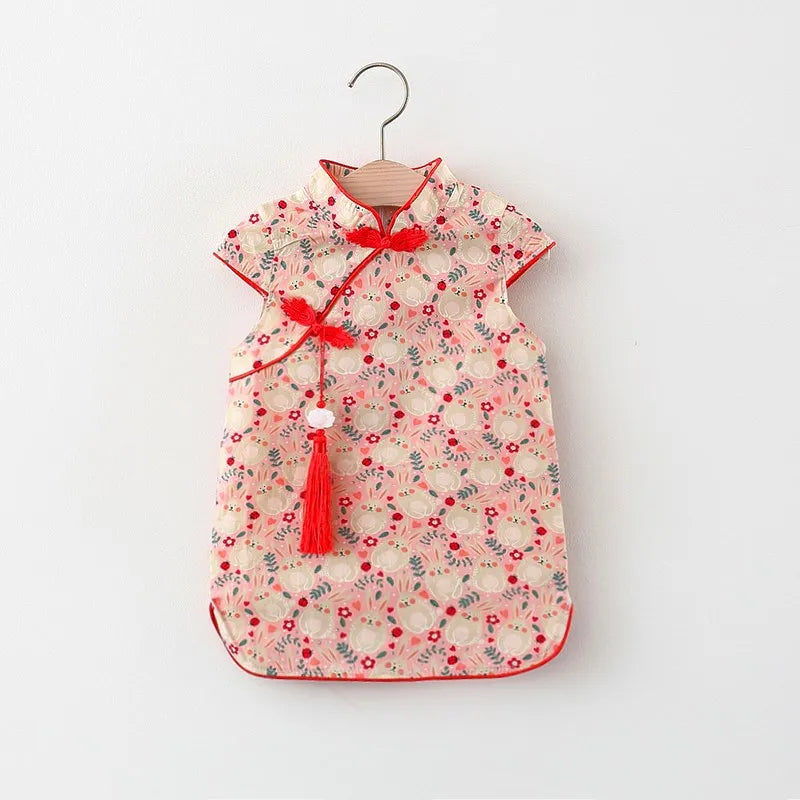 Baby Girl Qipao Dress for Summer Cotton Wear