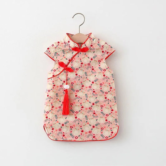 Baby Girl Qipao Dress for Summer Cotton Wear