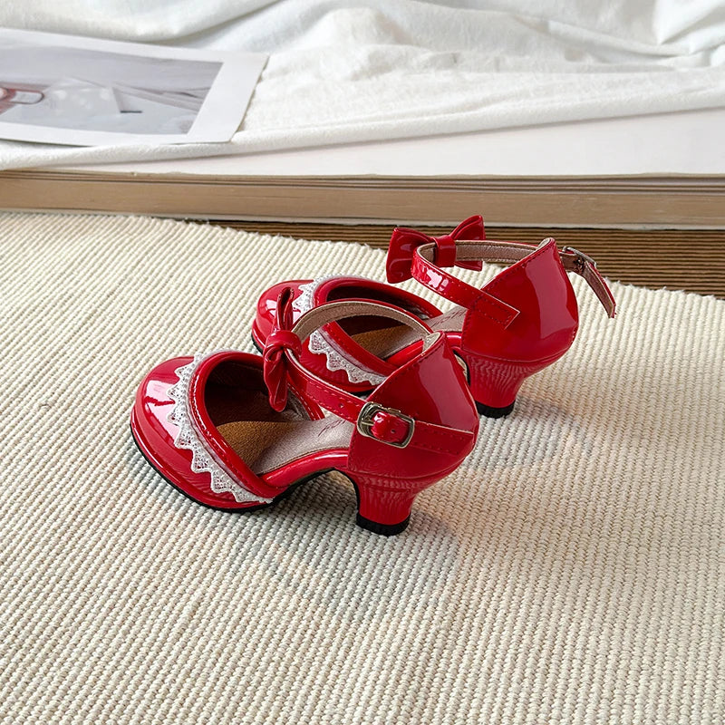 New Leather Shoes Fashion Versatile Comfort Girl Shoe Princess Exquisite Casual High-heeled Sandals Performance Classic Kid Shoe