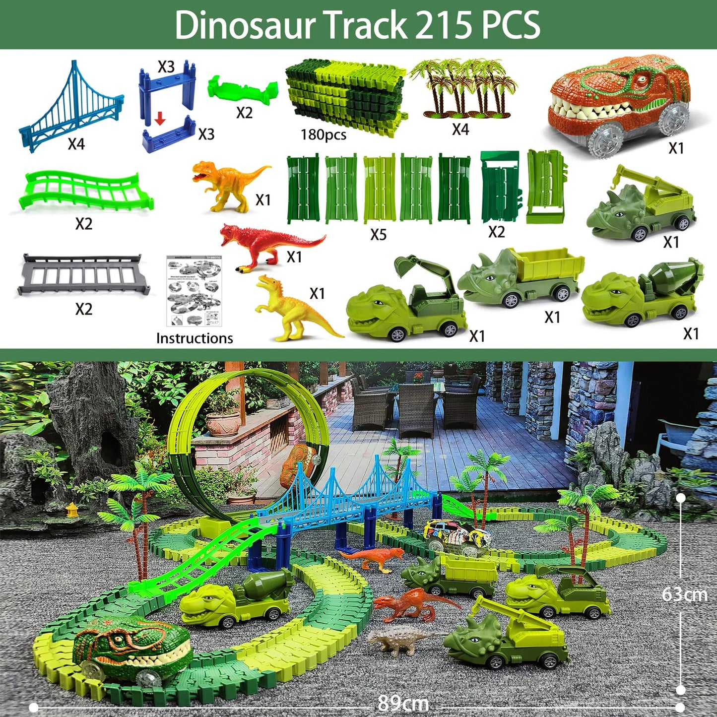 Children Electric Magic Climbing Dinosaur Track Toy Engineering Car Kids