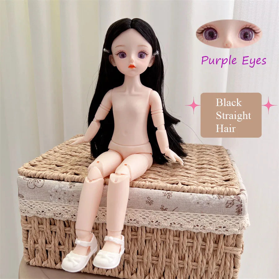 BJD Doll Nude Haploid Multiple Removable Joints 30cm 1/6 3D Grey Green Purple Blue Attractive Eyes Doll Girls Birthday Gift Toy