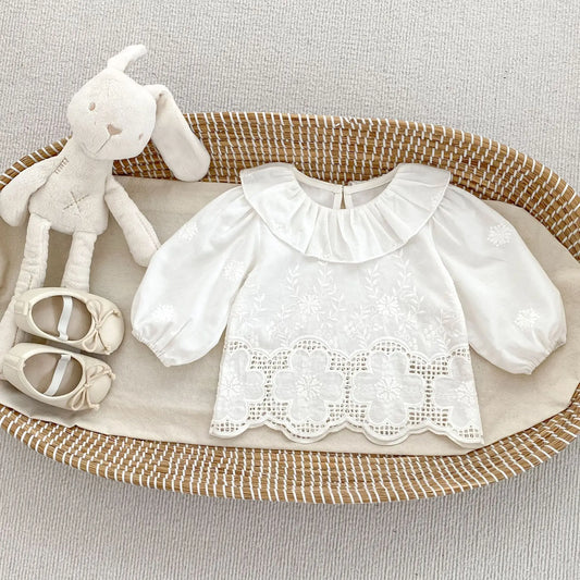 Valeria Long Sleeve Flower Shirts Cotton Tops