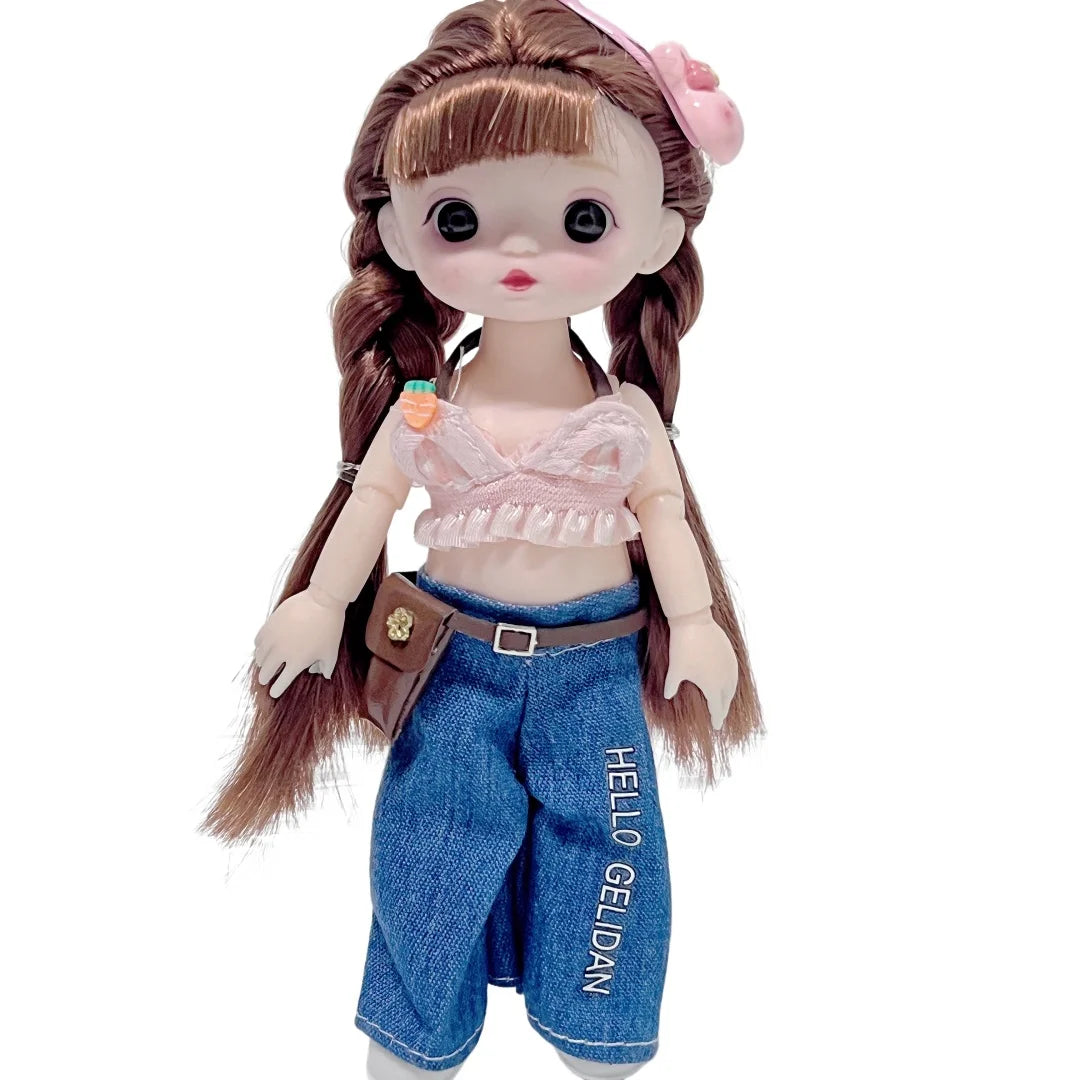 1/12 15-17cm BJD Dolls Cute Princess Dress Up Doll 13 Movable Joint 3D Eyes Toy Kids Doll Toys for Girls Birthday Xmas Gifts