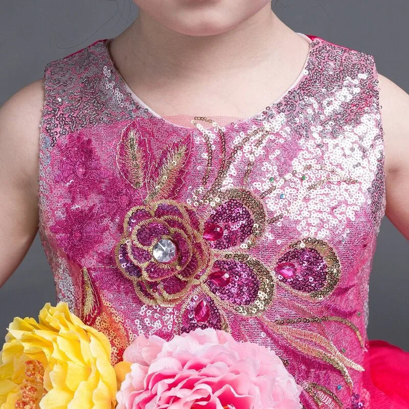 Multicolored Dance Dress Girls Modern Dance Costume Girls Contemporary Freestyle Dance Dress Girls Vestidos De Fiesta