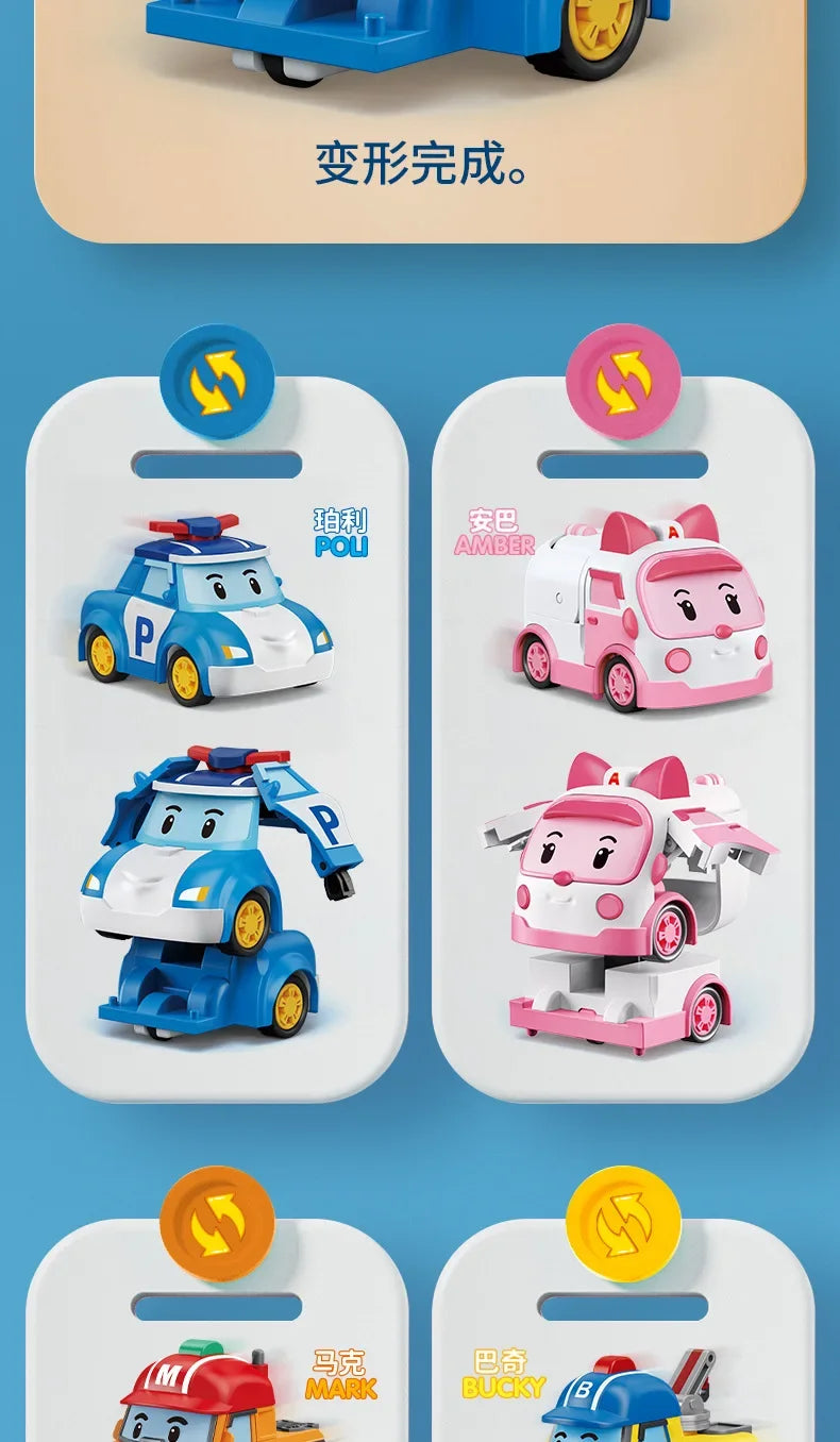 6pcs/set Cartoon Robocars Polis Action Figures Transformation