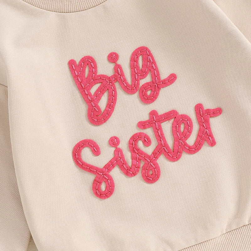 Letty Girls Big Sister Long Sleeve Crewneck Letter Embroidery