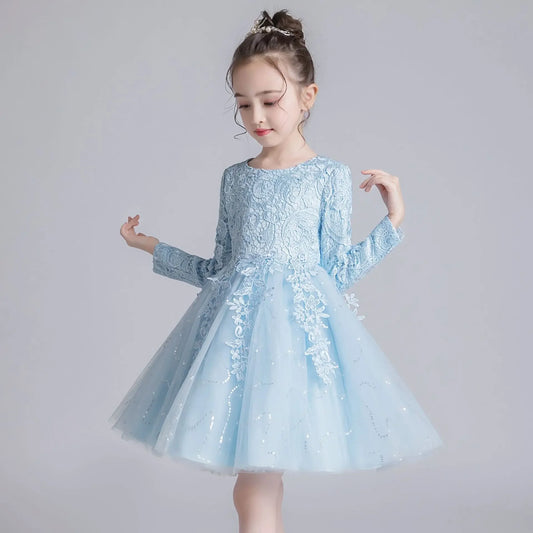 Fashion Flower Girl Dresses for Weddings Lace Long Sleeve  Bridesmaid Dress