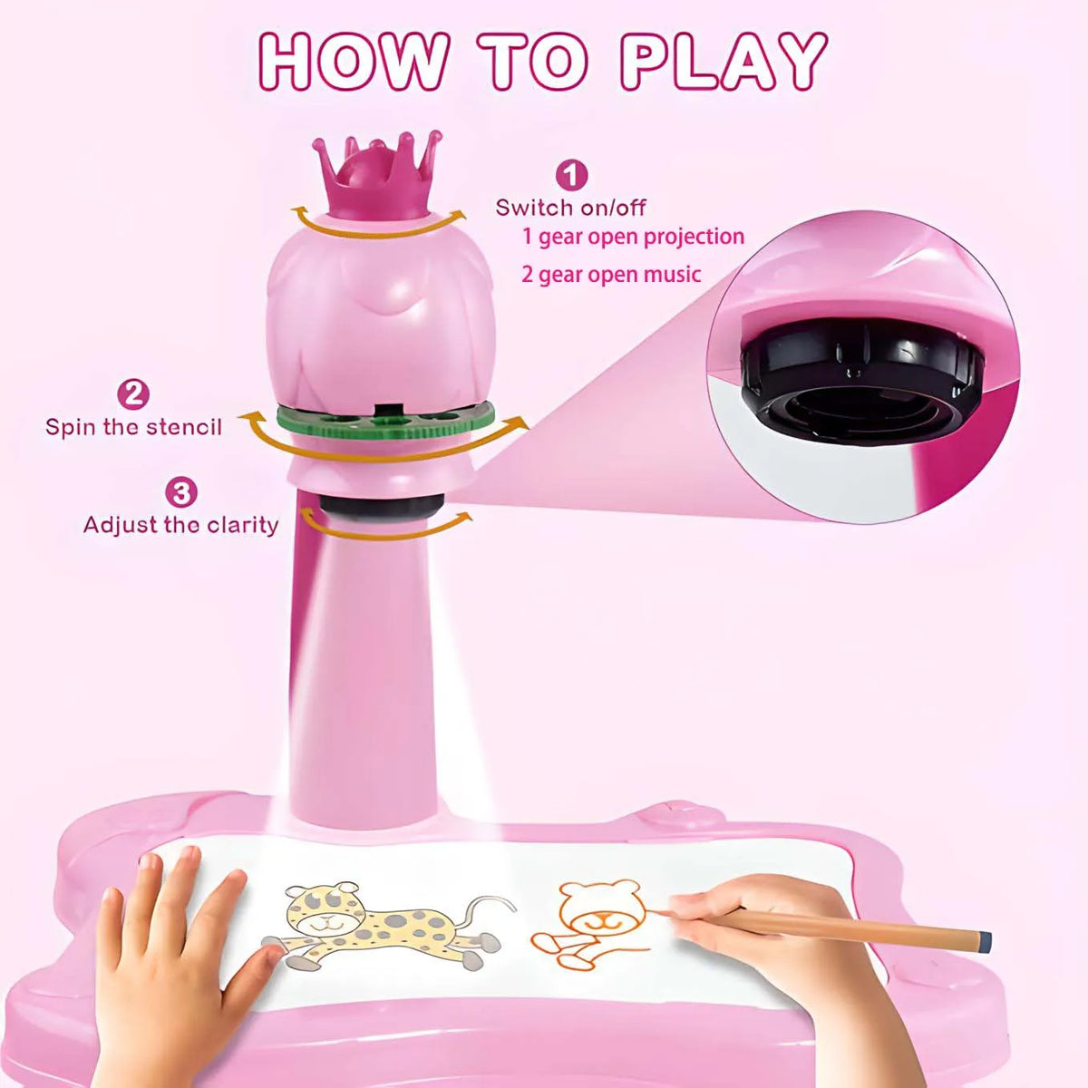 Drawing Projector for Kids, Mini Multi-Functional Writing Board Learning Drawing Educational Toys, Ideal Toy for 3+ Girls & Boys