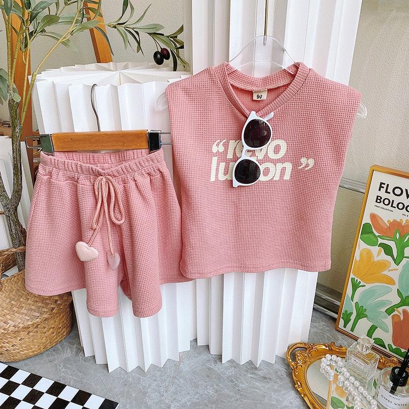 Angelica Girls Clothing Summer Short Sleeve Children Two Piece Set - GuGuTon baby store - Baby Fashion - Toddlers Outfits - Babies Outfits - Toddler Clothes - Kids Clothing - Newborn Clothes - Newborn Wear - Kids Wear - Trending Clothes - Trending Outfits - Fall Fashion - Winter Fashion - Girls Clothes - Boys Clothes - Babies Wear - Kids Accessories - KidsWear - Summer Clothes - Summer Fashion - Summer Trend - Falls Sweaters - Tops - Bottom - Jeans - Blouse - Dresses - Newborn Dresses - Toys