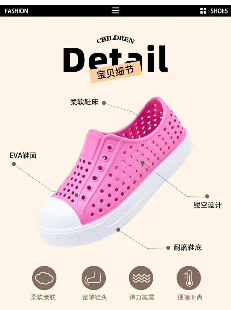 2024 New Kids Shoes Summer Breathable Quick-Drying Water Shoes with Drainage Holes Boys Girls Sandals 24-34