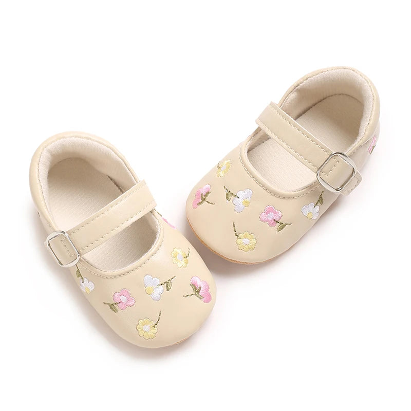 Spring And Autumn Baby Girl's Walking Shoes Anti Slip One Year Old Soft Soled Baby Shoes Princess Shoes Single Shoes
