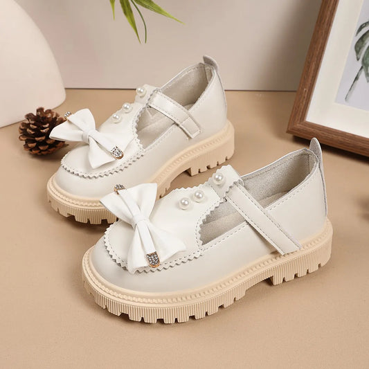 Girls Leather Shoes Soild Color Versatile Kids Flats T-strap Soft Sole 2025