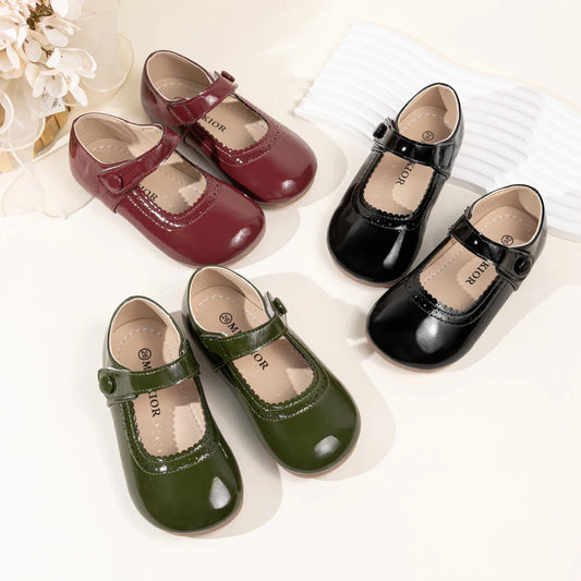 Girls' Leather Shoes 2025 Spring/Autumn New Simple Solid Color Kid's Princess Shoes Lightweight Children's Shoes 21-30