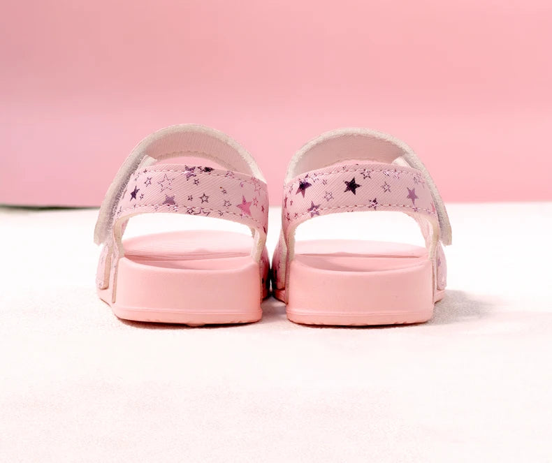 Girls' Shiny Star Outdoor Sandals Summer Printed Soft-Soled Non-slip Slippers Open-Toe Durable Baby Beach Shoes