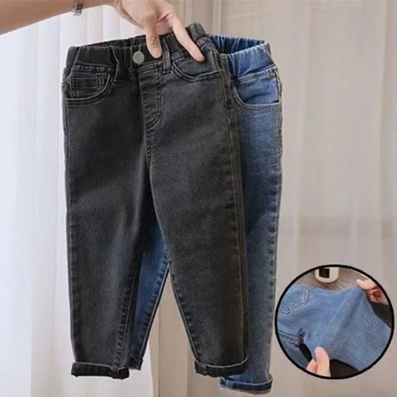 Mario Children's Jeans Elastic Slim Fit Small Feet Pants Versatile Long