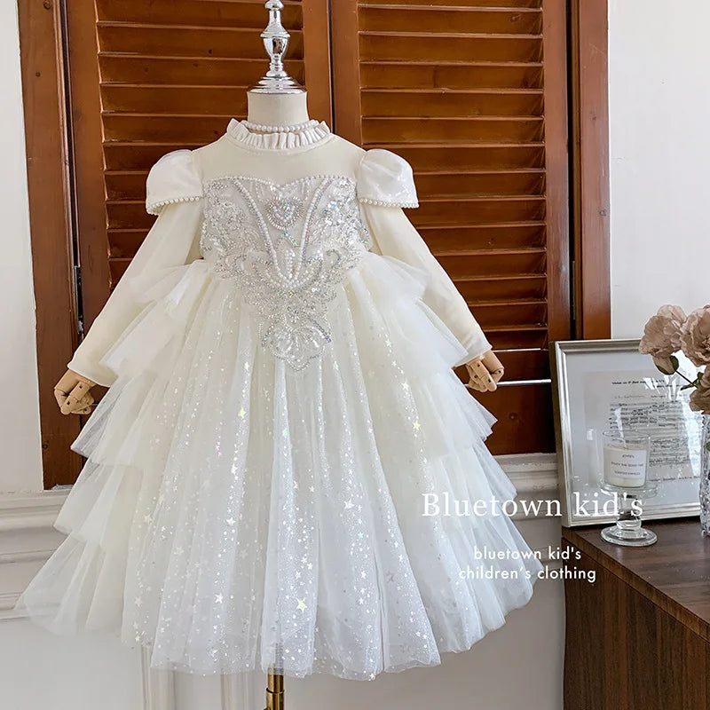 Girls' Winter Dress Light Luxury High End Birthday Banquet Performance Princess Dress