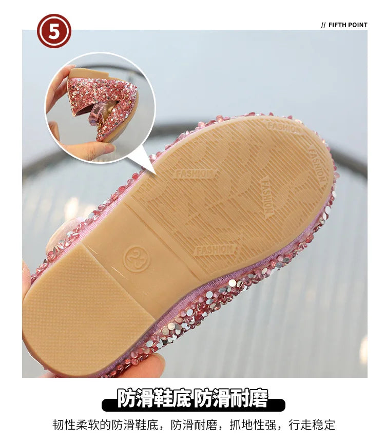 Girls Diamond Princess Shoe2026 Spring Autumn Korean Edition
