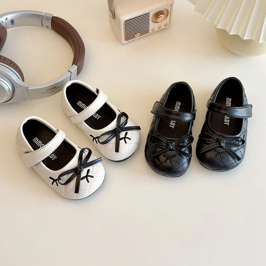Girls' Leather Shoes 2025 Spring/Autumn New Fashion Bow Kid's Princess Shoes