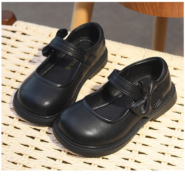 Girls' Shoes, Genuine Leather, Children's Princess Shoes, 2026 Spring and Autumn New Black Performance Shoes, Little Girls' Blac