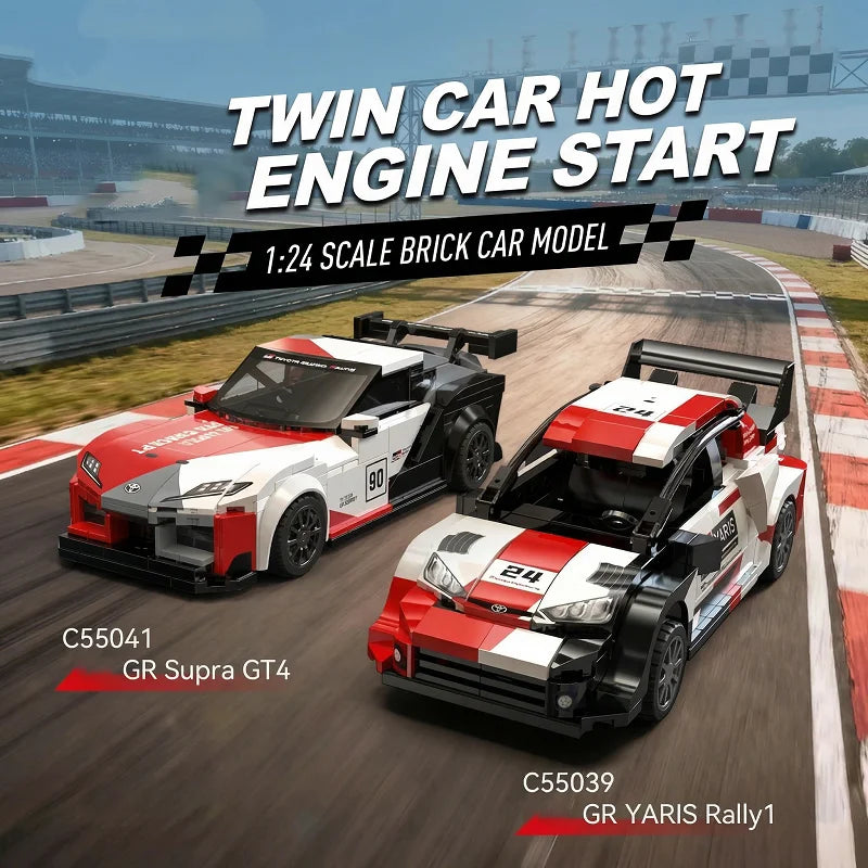 1:24 GR Yaris Rally1 Race Sport Car Building Blocks Champion Supercar Vehicle Brick Model Kit Adults DIY Gifts 324PCS