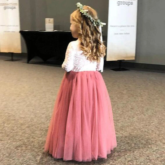 Princess Party Lace Flower Girl Dress Baby Kids Summer Wedding Birthday Dress