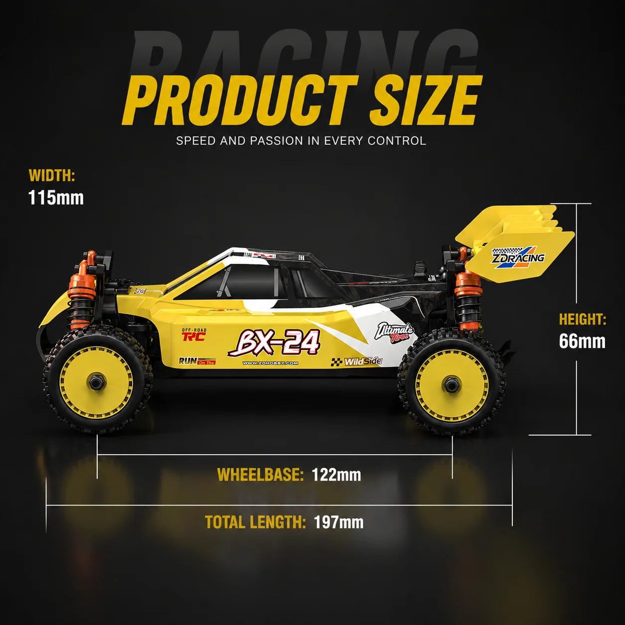 ZD Racing BX-24 1/24 4WD Brushless RC Buggy RTR Racing Car Aluminum Alloy Chassis High Speed Off Road Monster Truck