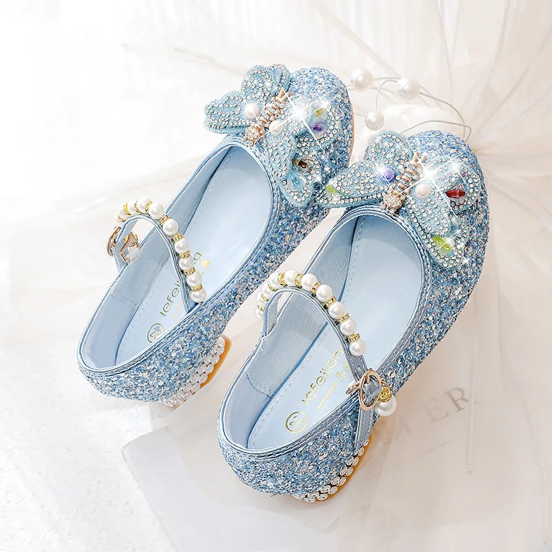 Girls' High Heels Princess Shoes Children's Crystal Showway Performance Shoes
