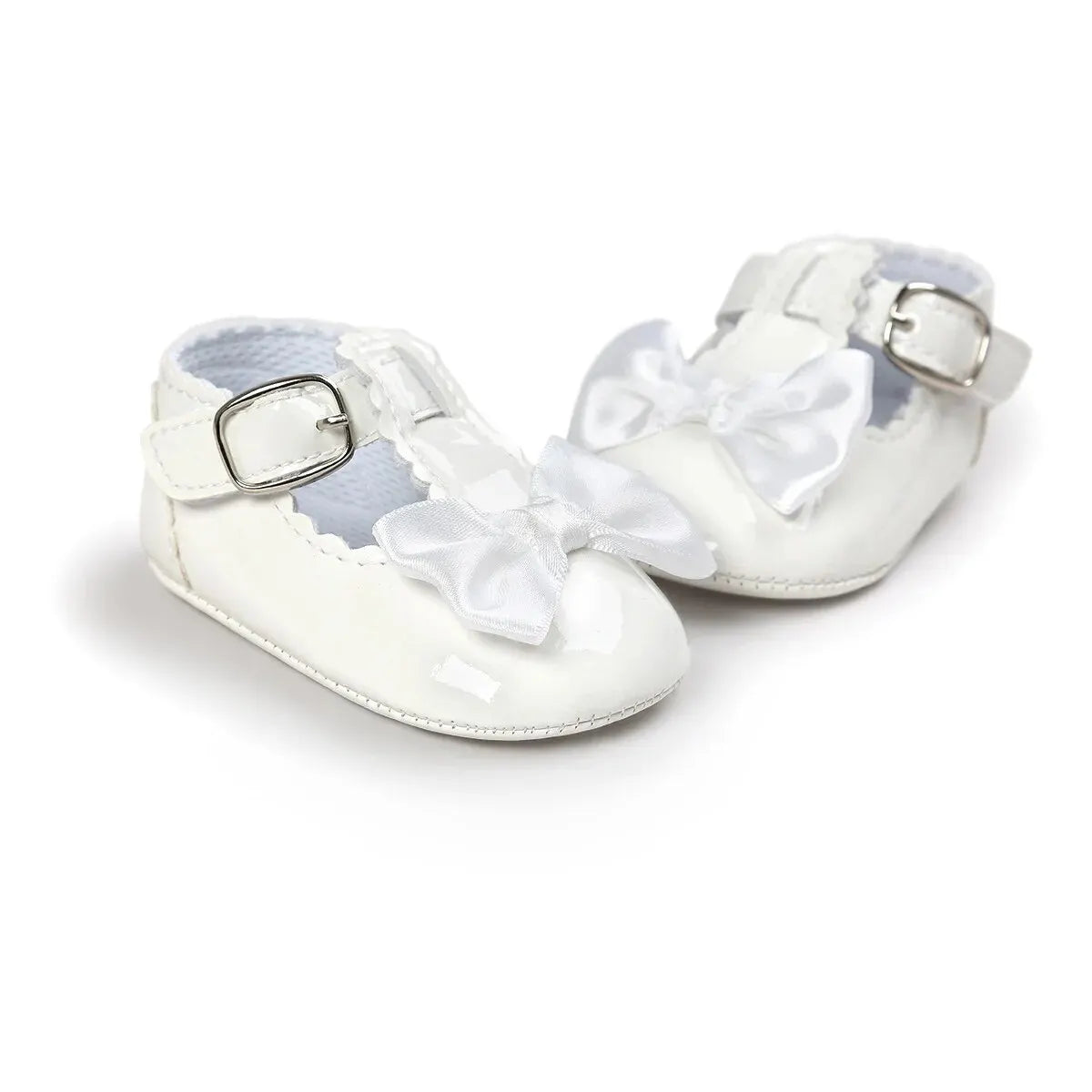 Meckior Baby Girls Shoes Classic Bowknot Rubber Sole Anti-slip PU Girls Dress Shoes