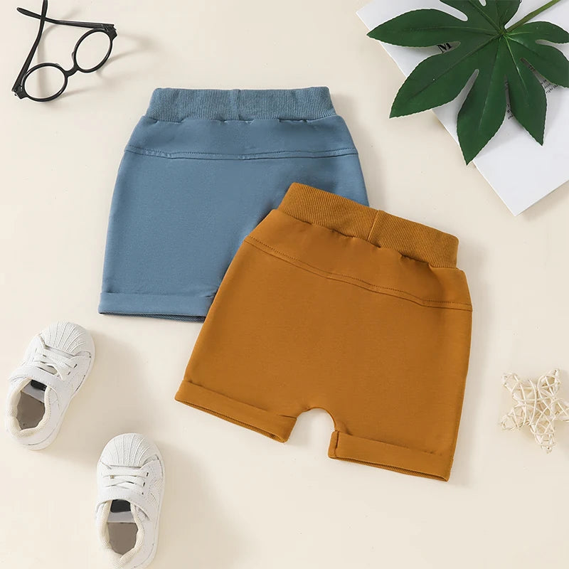Jhosuan Casual Shorts Solid Color Elastic Waist Summer